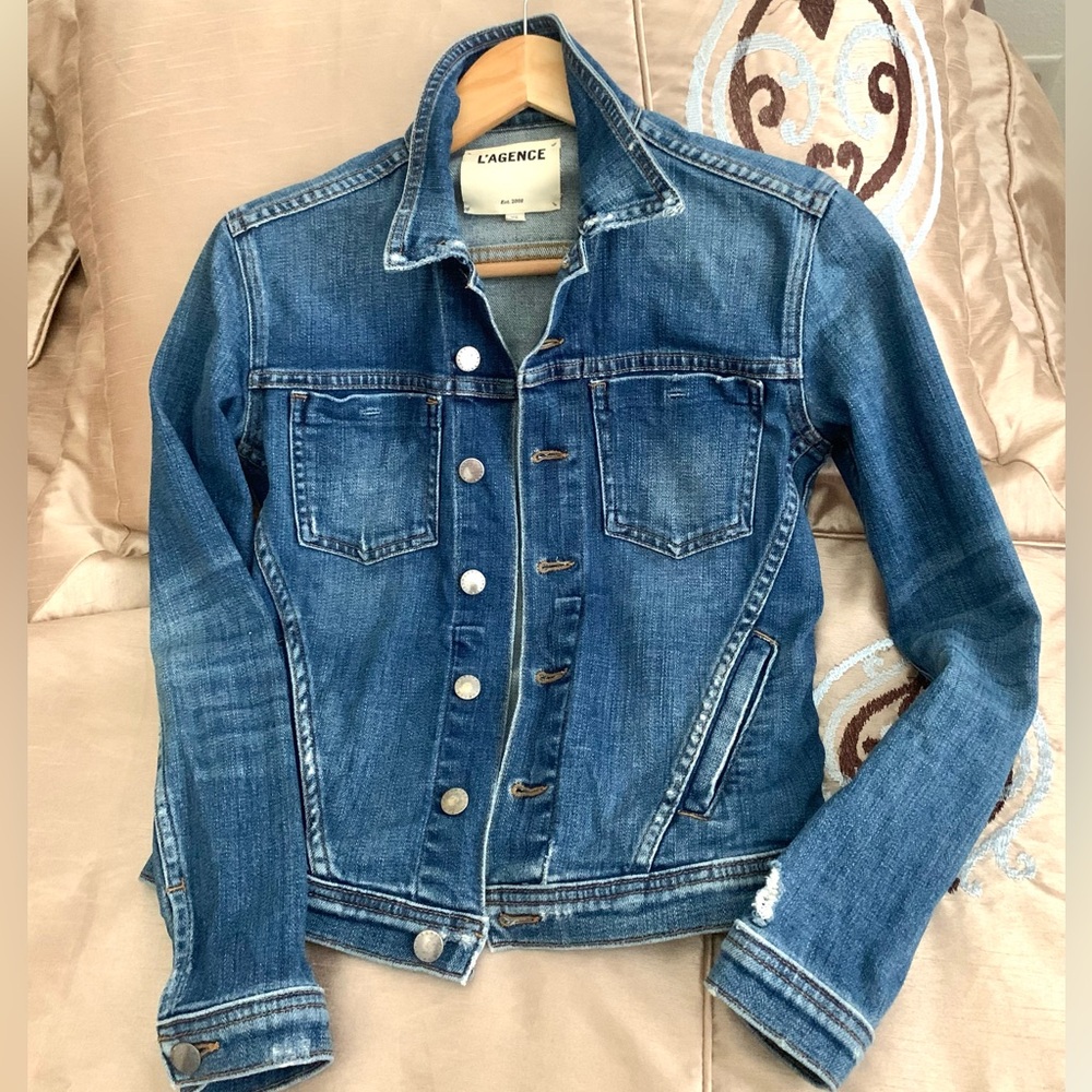 L'AGENCE Celine Blue Denim Jacket